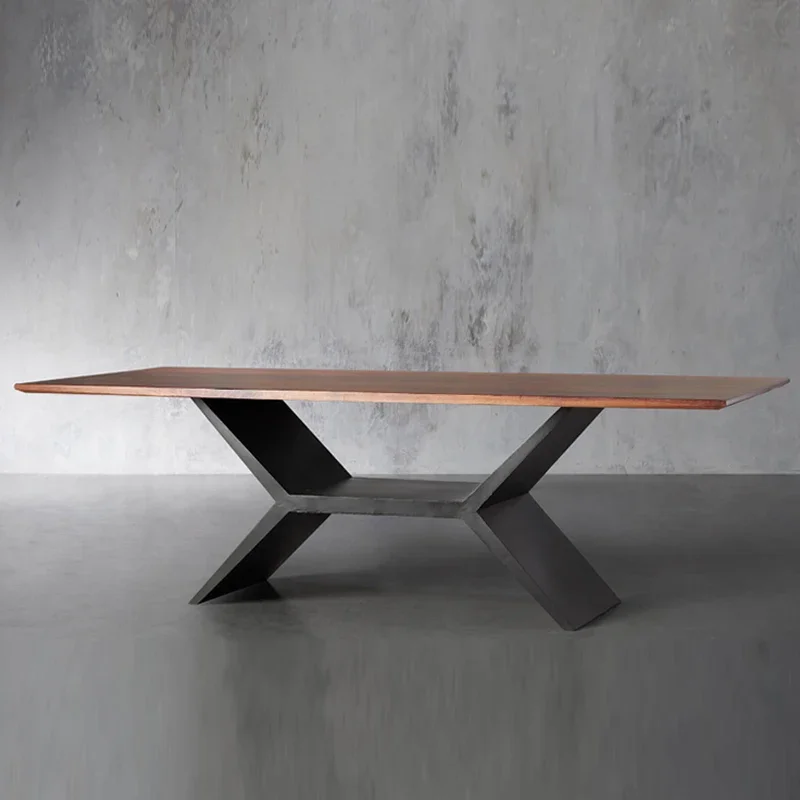 

for Nordic Industrial Style Solid Wood Dining Table Rectangular Stainless Steel Feet Large Board Desk Home Simple Modern Desk