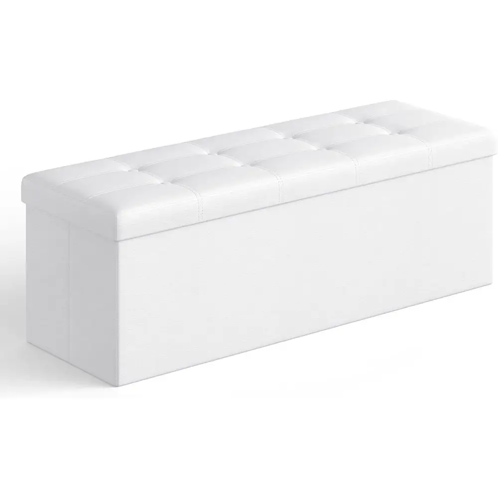 

Скамья-пуфик для хранения вещей 43 Storage Ottoman Bench, из искусственной кожи, белая, выдерживает нагрузку до 660 фунтов, для гостиной, ULS702