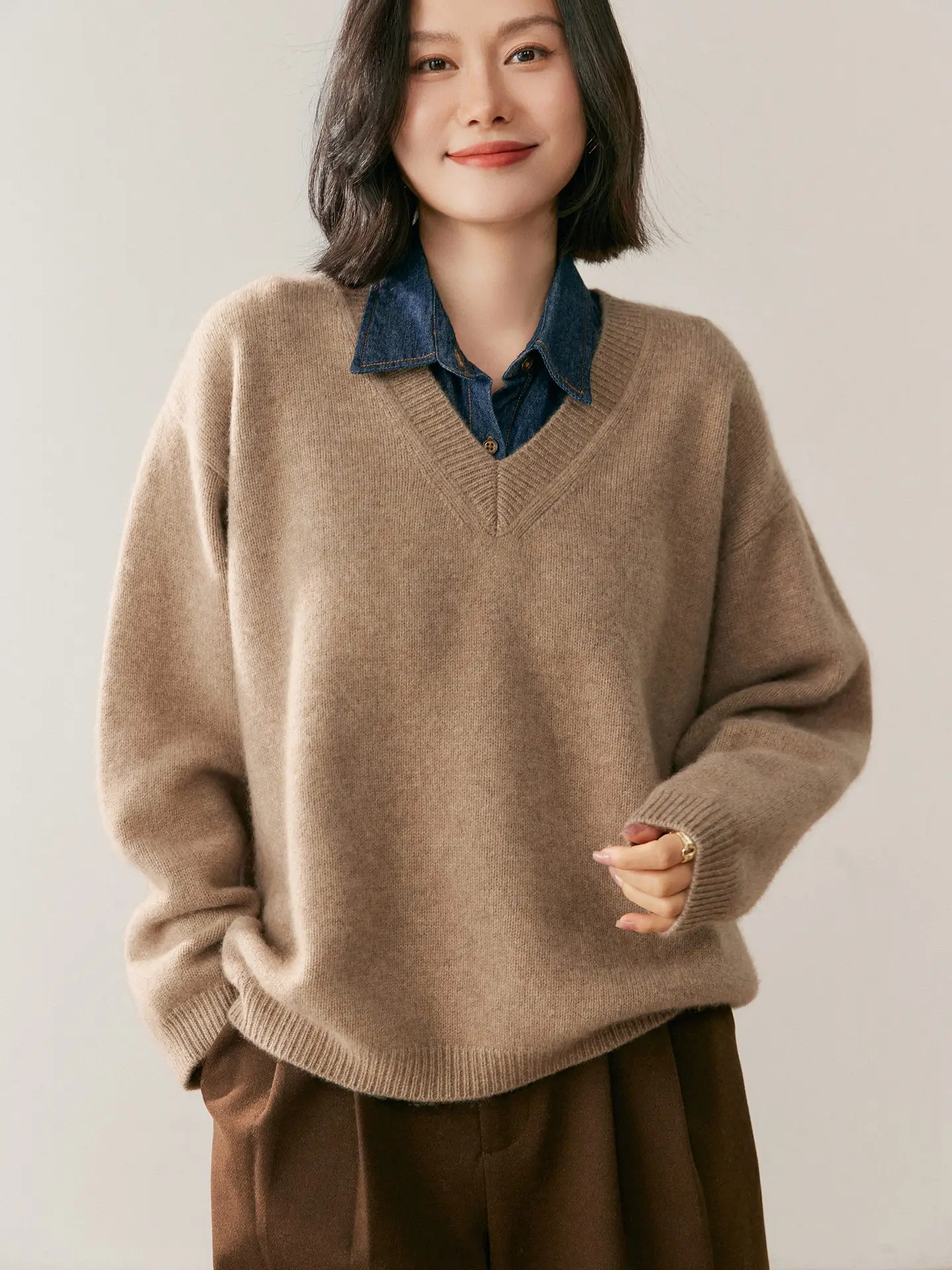 

Basic Autumn Winter Woman Sweater Luxury Female 100% Cashmere Knitted Pullover Elegant Long Sleeve Clothing Tops Casual Jerseys