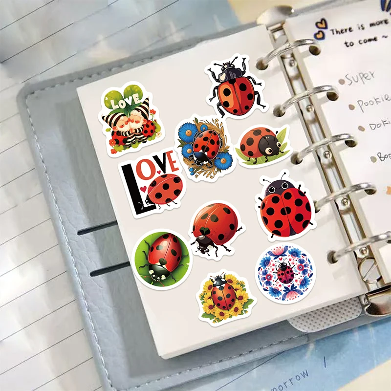 500PCS Ladybug Stickers Roll Aesthetics Cute Cartoon Insect Decals Roll Party Supplies Decoration Waterproof Insect Label - view 3