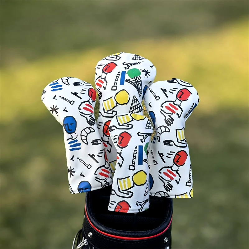 Golf Club Head Cover, Irons Driver, FW UT, Graffiti, Embroidery, 1, 3 UT Putter, Head Cover, Protection, High Quality