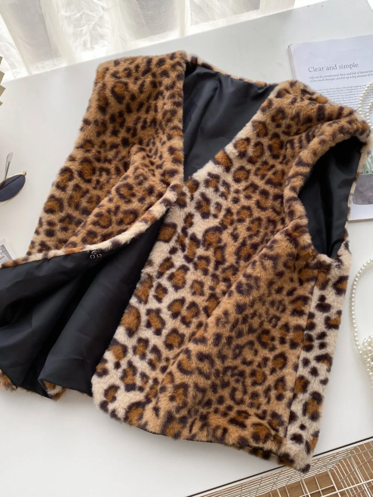 Gagaok Fashion Leopard Print Fur Short Jacket Women Vest 2025 Spring Autumn Versatile V-neck Sleeveless Vests Casual Camisole