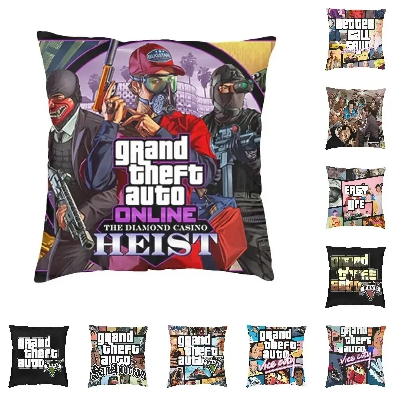 Modern GTA Online The Casino Heist Cushion Cover for Sofa Velvet Pillow Case Bedroom 3D Printing Custom Decoration Pillowcase