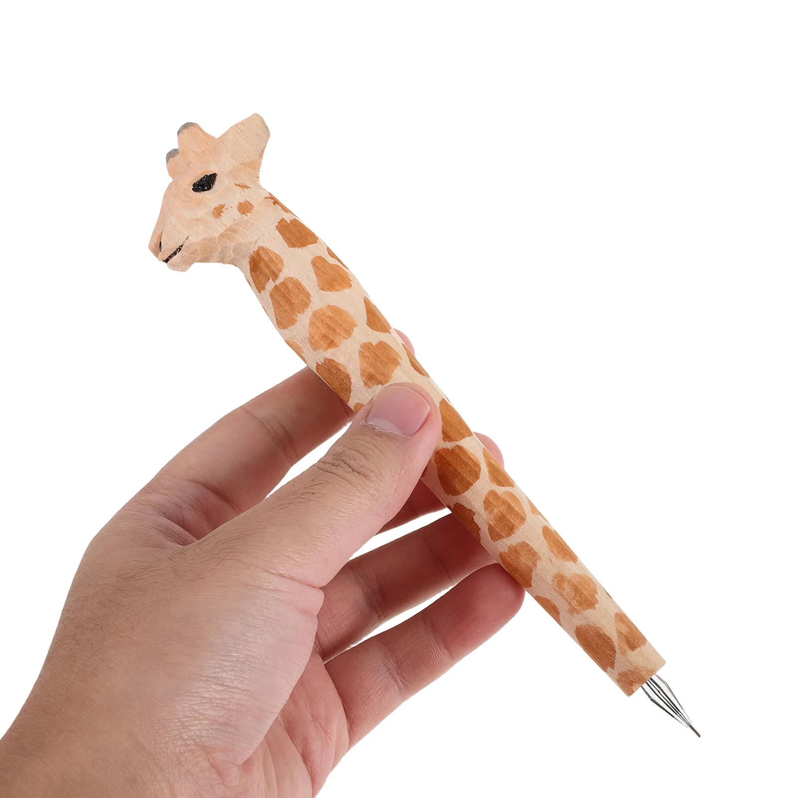 

Wooden Animal Ballpoint Pen: Carved Giraffe Gel Ink Pens For Smooth Writing Cute Stationery Gift, Classroom Office