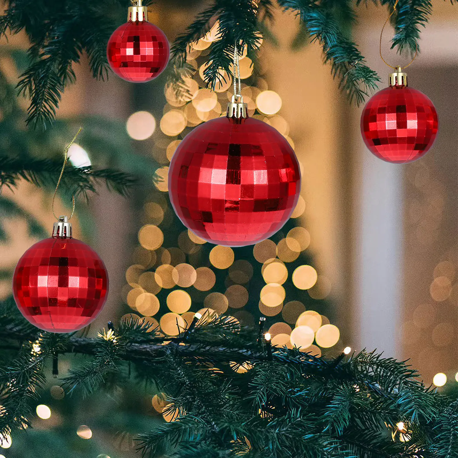 

36 Pcs Decorate Christmas Tree Pendant Colorful Plastic Round Party Decorations