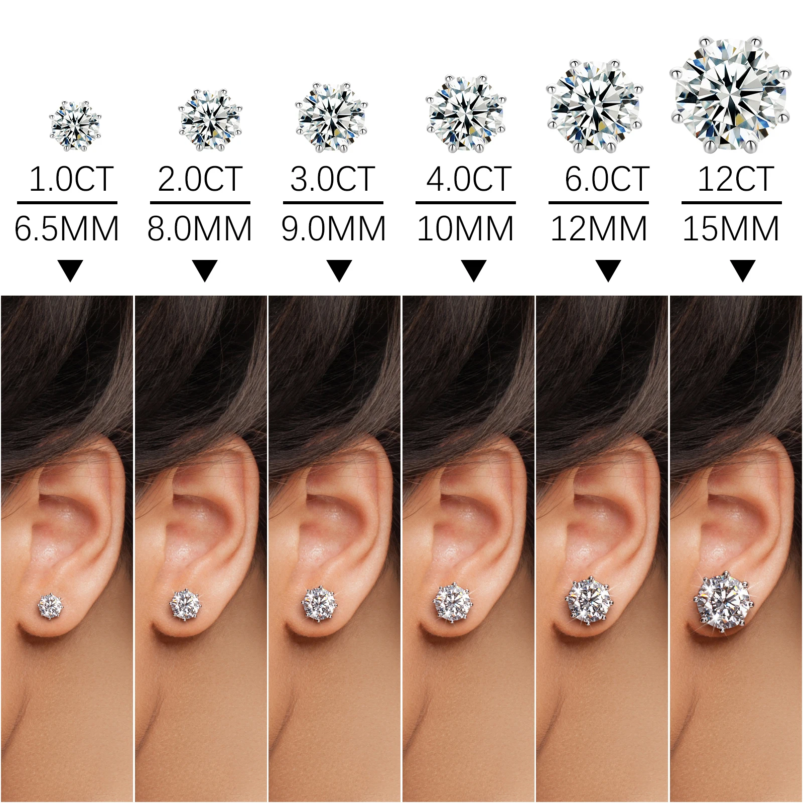 NASIA 3-15mm Moissanite Diamond Stud Earrings for Women Men Luxury 100% 925 Sterling Silver Sparkling Wedding Jewelry 2026