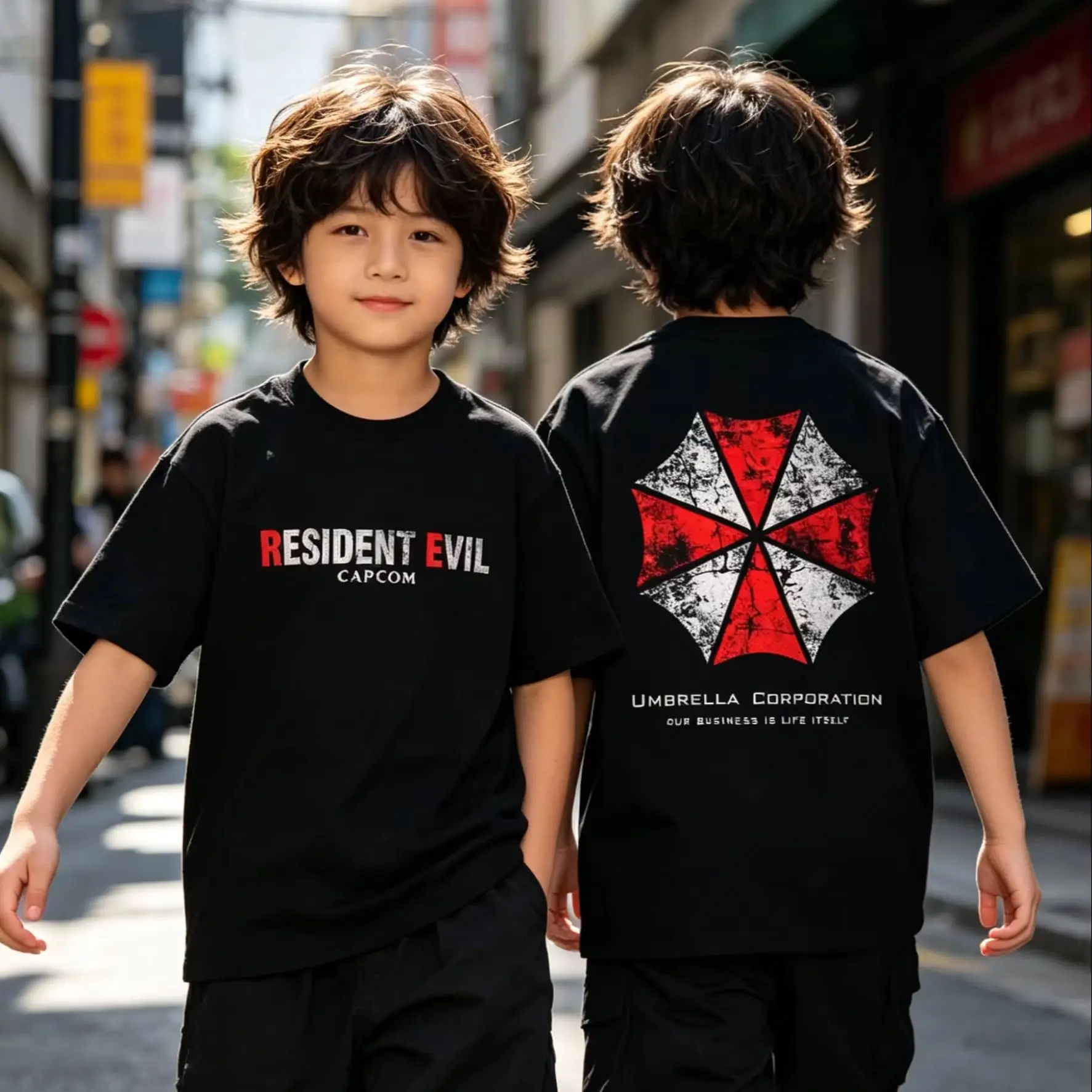 Camiseta con estampado de Resident Evil 4 Capcom Game Leon para hombre y mujer, camiseta para niños, camiseta de algodón de manga corta para padres e hijos