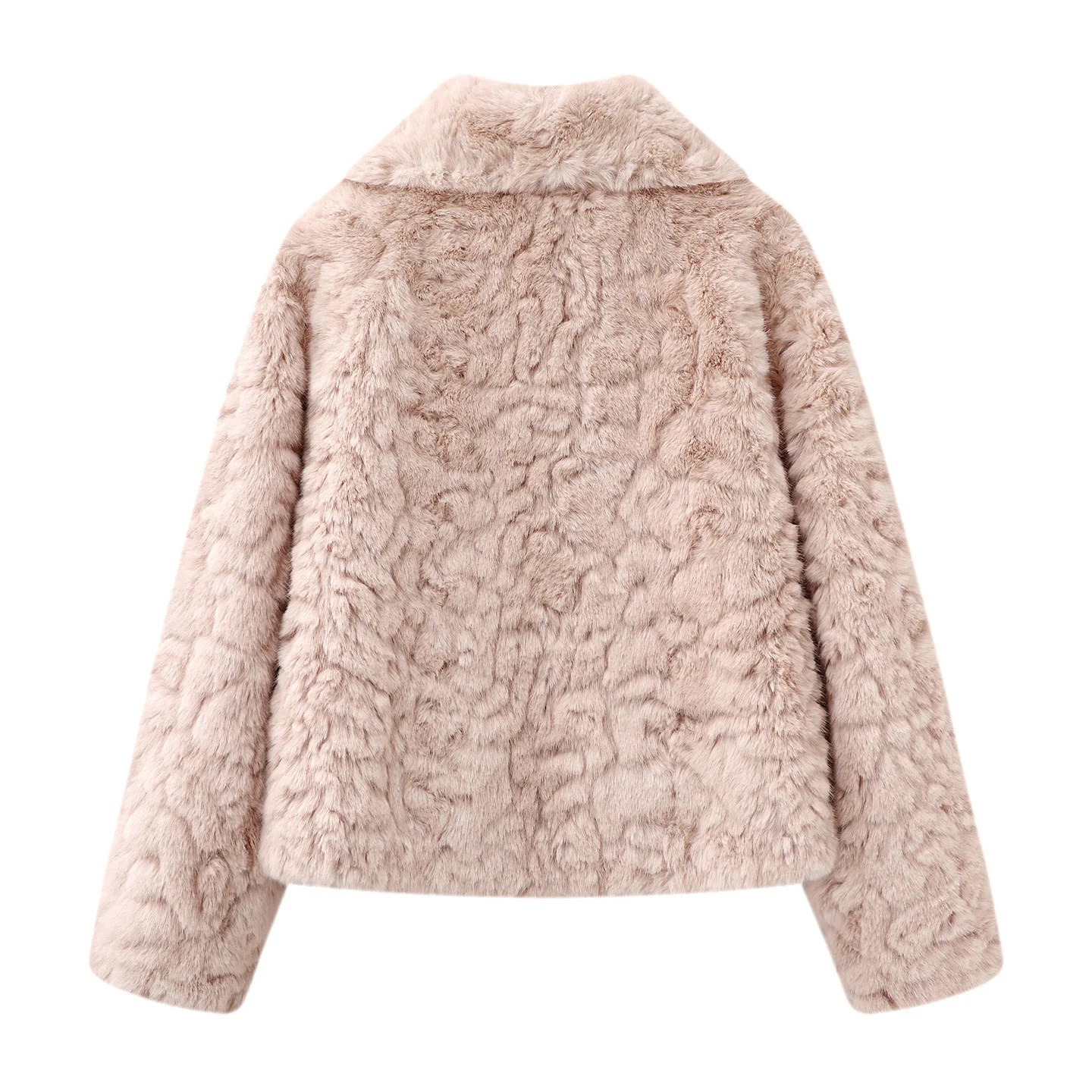 Solid Skort Faux Lamb Fur Jacket Single-breasted Loose Plush Coat Lapel Leather and Fur Furry Jacket Winter Warm Fluffy Overcoat