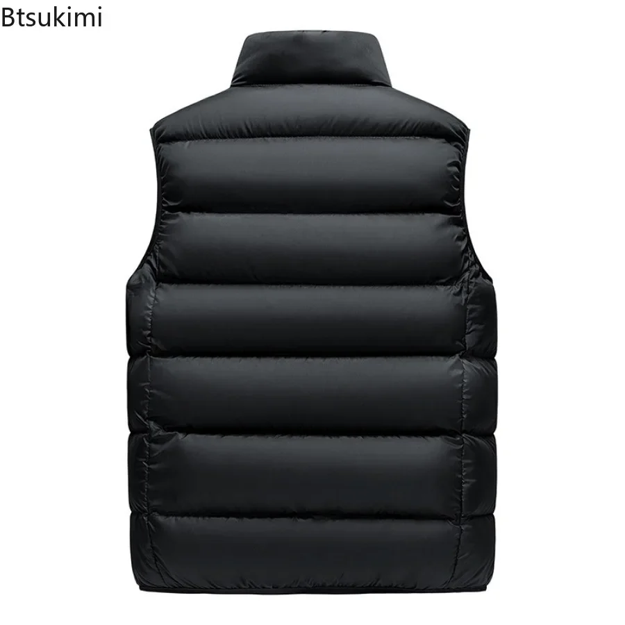 2024 Men's Casual Thick Warm Sleeveless Vest Solid Autumn Winter Jacket Vest Windproof Cotton Coat Top Male Waistcoat Clothing