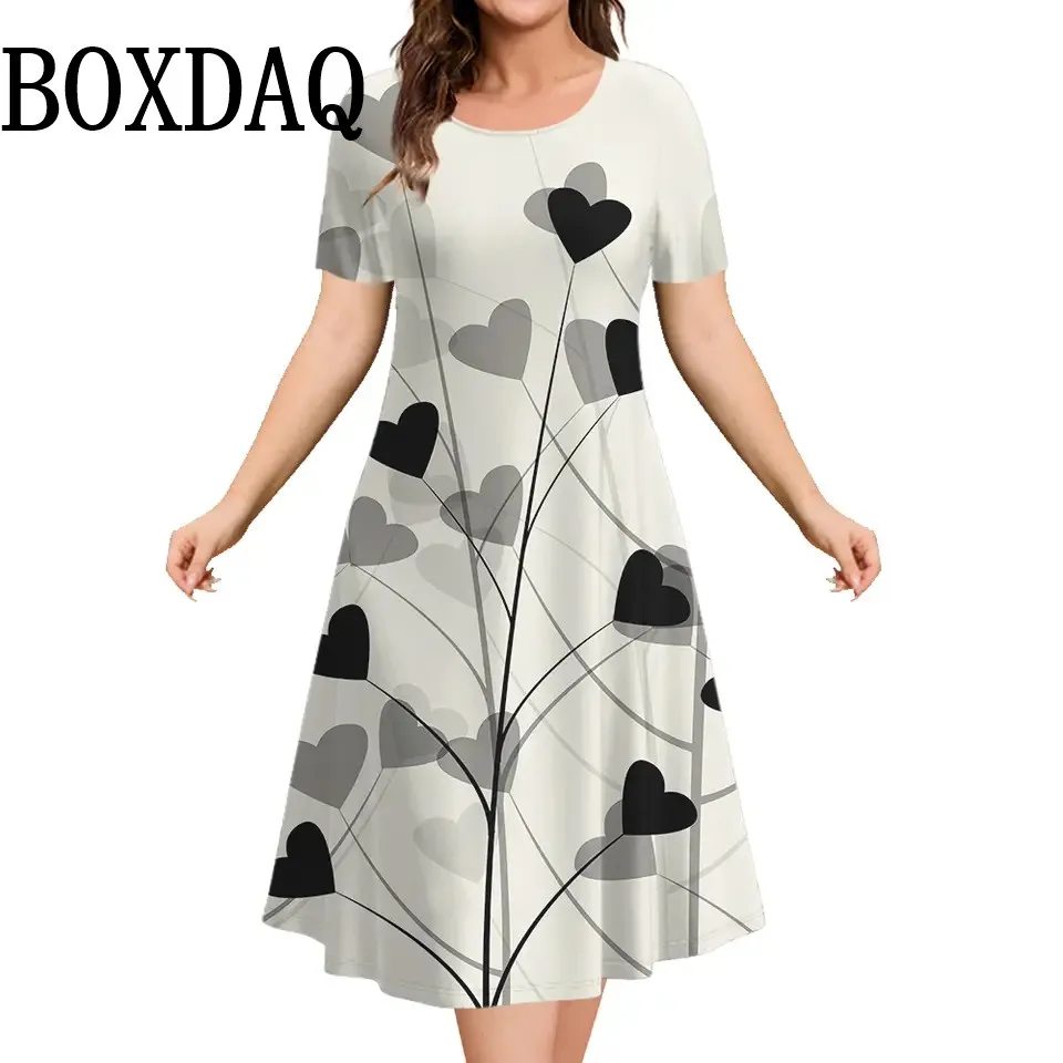 Polka Dot Print Women's Dresses For Summer Clothing Short Sleeve Loose Plus Size Dress Fashion Elegant Ladies Street Mini Dress