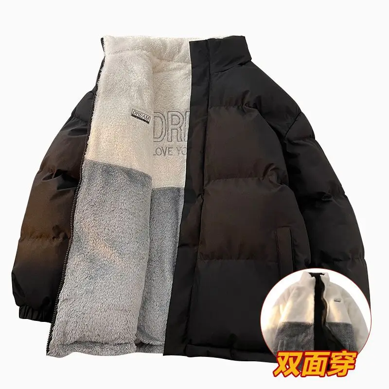 

Double sided cotton jacket for men and women loose and thick warm cotton jacket with a feeling of lamb wool winter coat