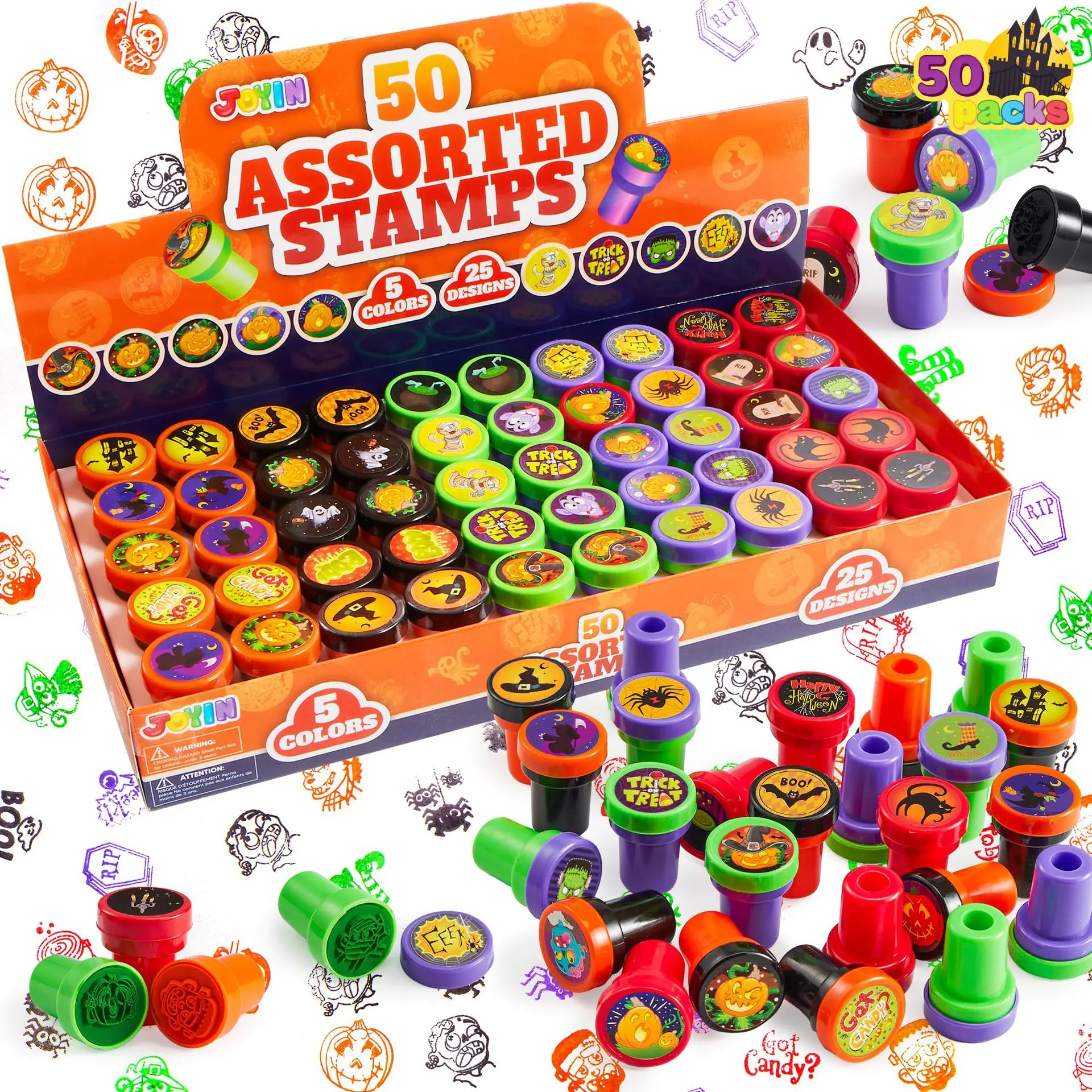 Halloween stamps for children, small reward stamps, kindergarten encouragement and praise, party toy, 6PCs