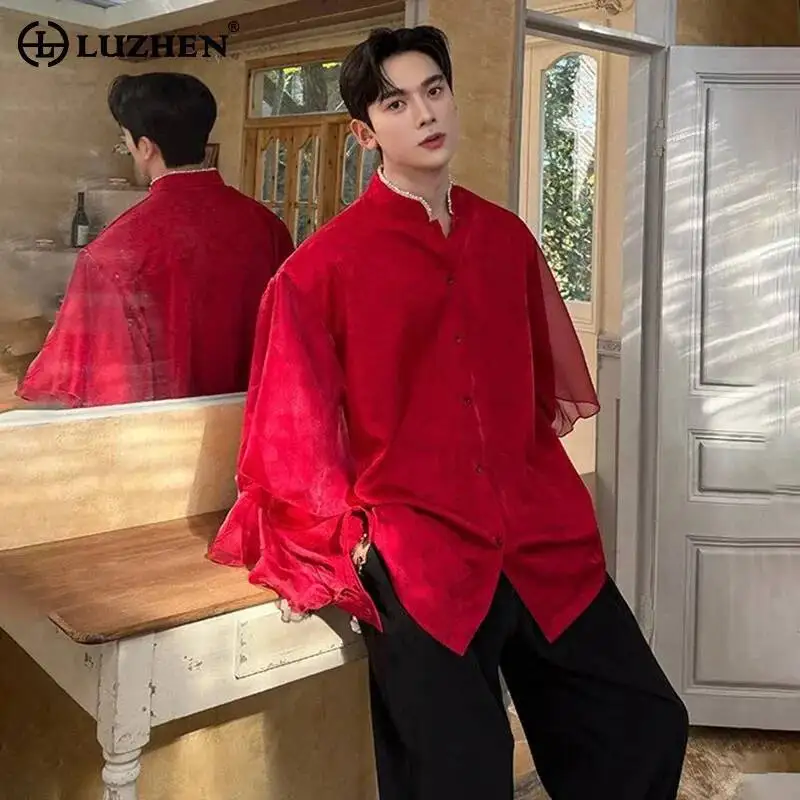 LUZHEN Elegant Shirts Personalized 2026 Temperament Casual Spring New Men's Fashion High Quality Gauze Long Sleeve Tops JY8134