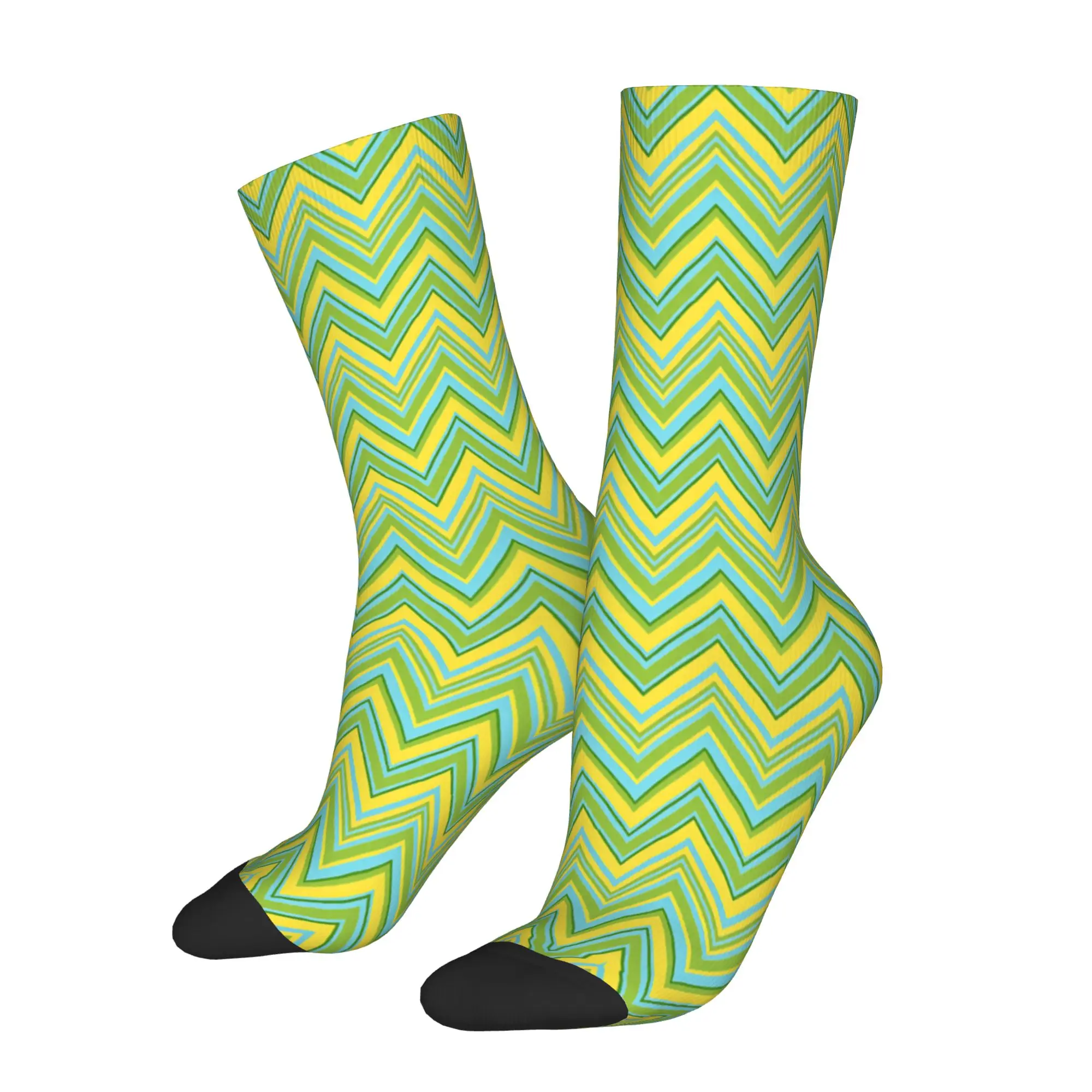 Bright Summer Chevron Zig Zag Dress Socks Men Women Warm Fashion Geometric  Crew Socks