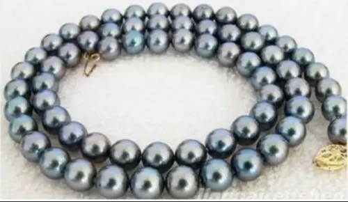 

18" REAL NATURAL AAA+ 9-10MM black Tahitian PEARL NECKLACE 14K GOLDfine jewelryJewelry Making