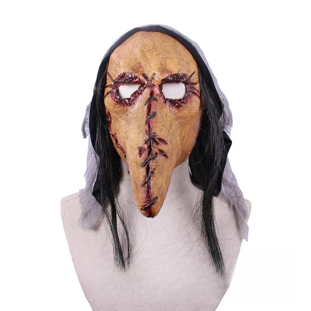 

Bloody Stitched Bird Mouth Mask Cosplay Horror Beak Helmet Full Face Latex Headwear Halloween Masquerade Party Costume Prop