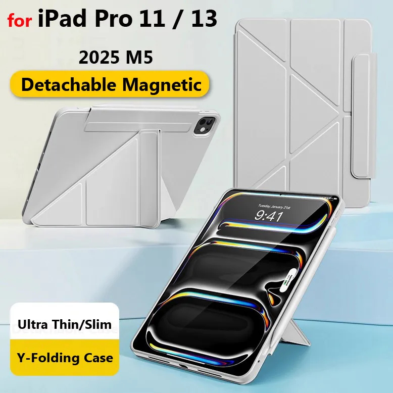 

Case for iPad Pro 13 2025 M5 13 Inch Case Pro 11 M5 2025 & 2024 Pro 13 Inch M4 Detachable Smart Magnetic Y-Folding Tablet Cover