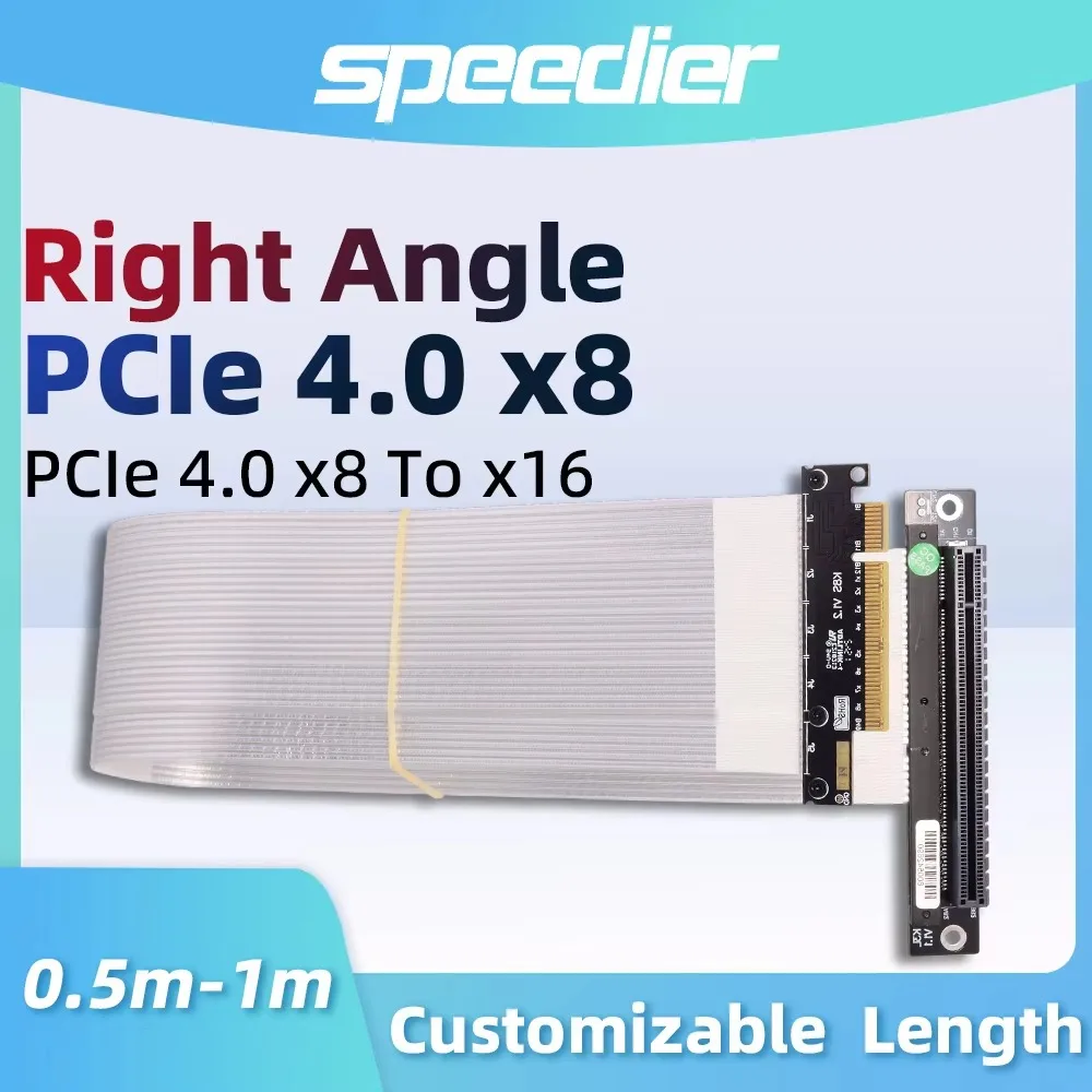 PCIE 4.0 3.0 X8 To X16 GPU Extension Riser Cable 90 180 270 Degrees 8x 16x for AMD NVIDIA Graphics Video Card RTX3060 Customized