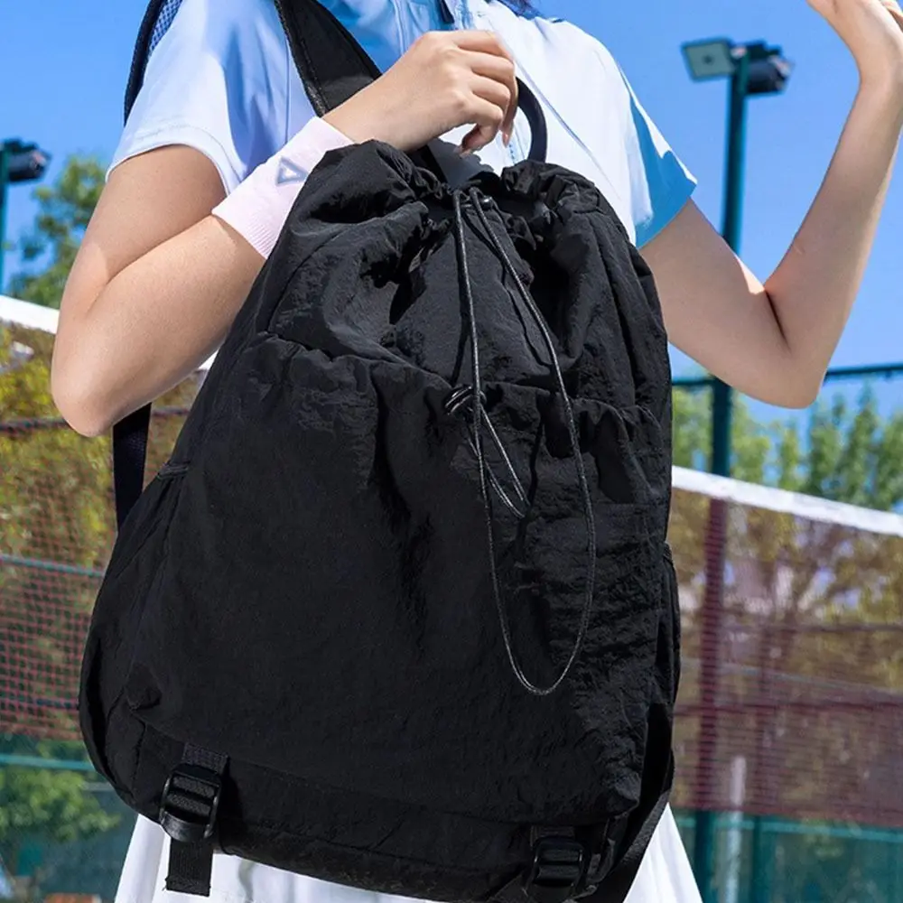 Large Capacity Tennis Racket Backpack Lightweight Casual Gym Pack Adjustable Strap Waterproof Drawstring Fitness Bag