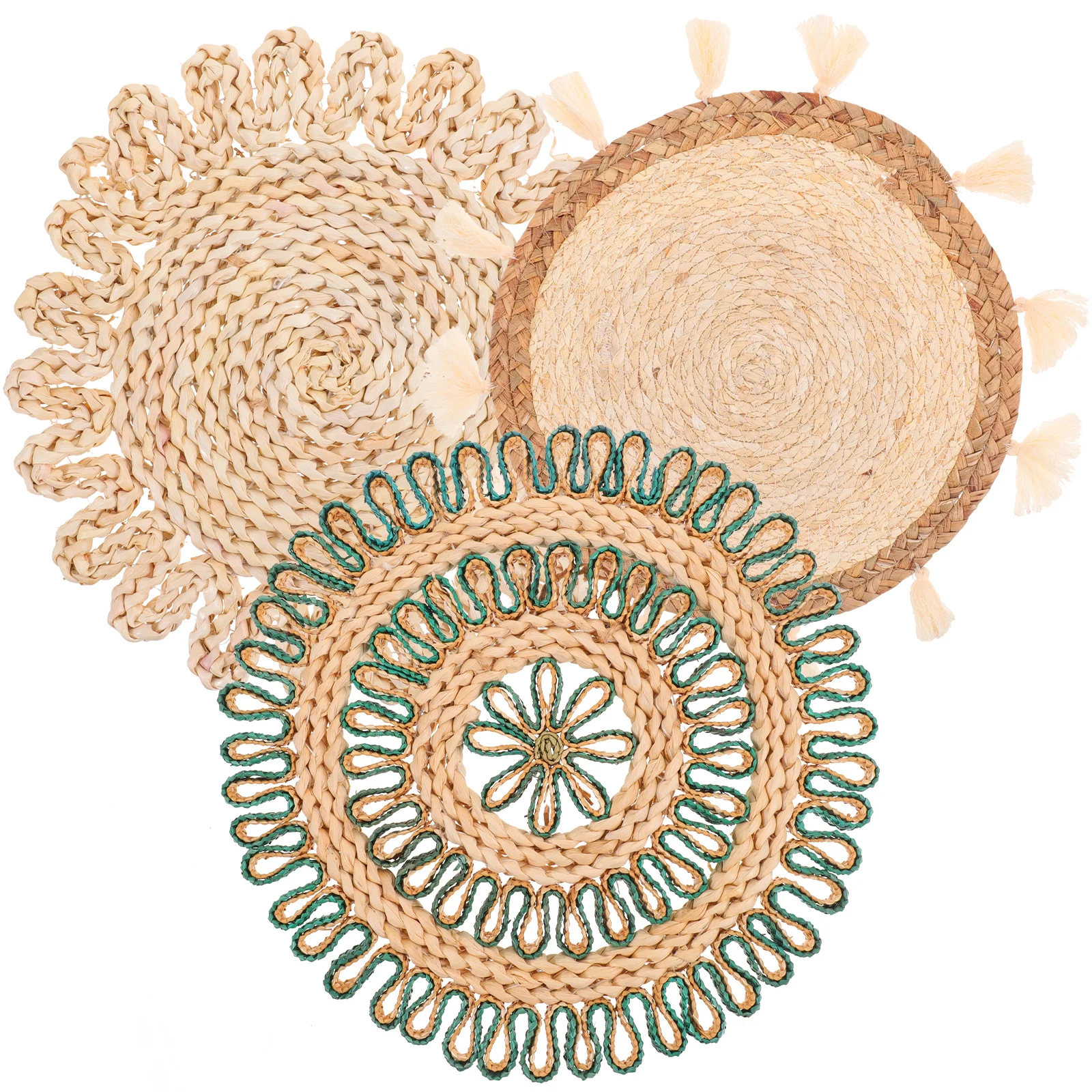 

3pcs Grass Wall Decor Elegant Woven Pendant for Living Room Home Decorative Craft Kids Room Ornament Rattan Style