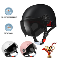 Electric Motorcycle Helmet Motor Car Scooter Bike Men Woman Open Face Half Helmet Anti-UV Safety Hat Bicycle Cap with Goggles