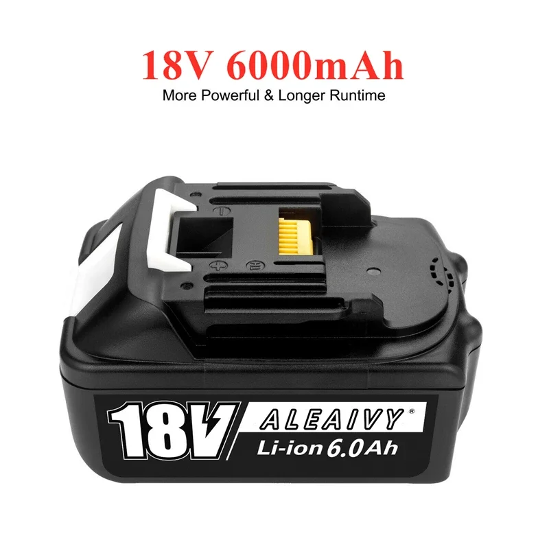 Baterai BL1830 isi ulang 18V 6000mAh baterai cadangan untuk Makita 18V BL1860 BL1840 BL1850 bor tanpa kabel DC18RF pengisi daya 3A