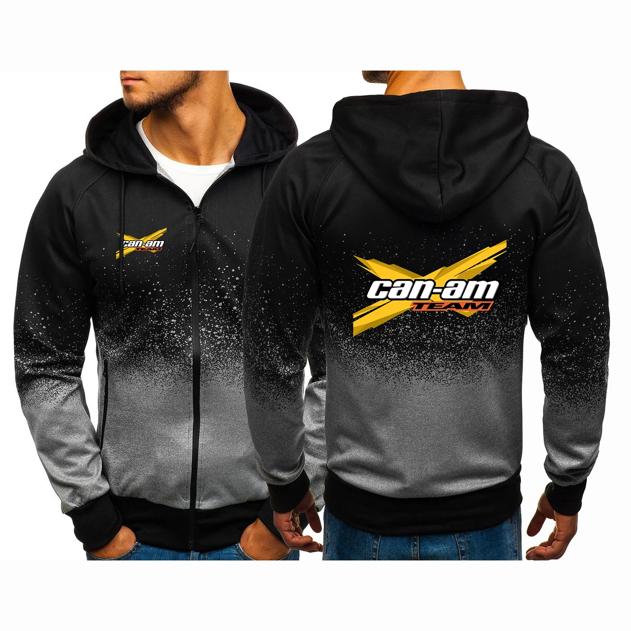 Nieuwe Can-Am Brp Heren Mode Rits Populaire Comfortabele Jas Afdrukken Sweatshirts Gradiënt Kleur Hoodie Man Sportkleding Capuchon