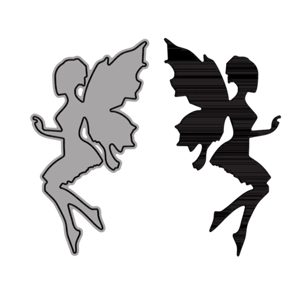 Fairy Theme Metal Cutting Dies Angel Wing Cheerleader Moon Star Pet Dog Die-Cut for Scrapbook Card Making Paper Crafts