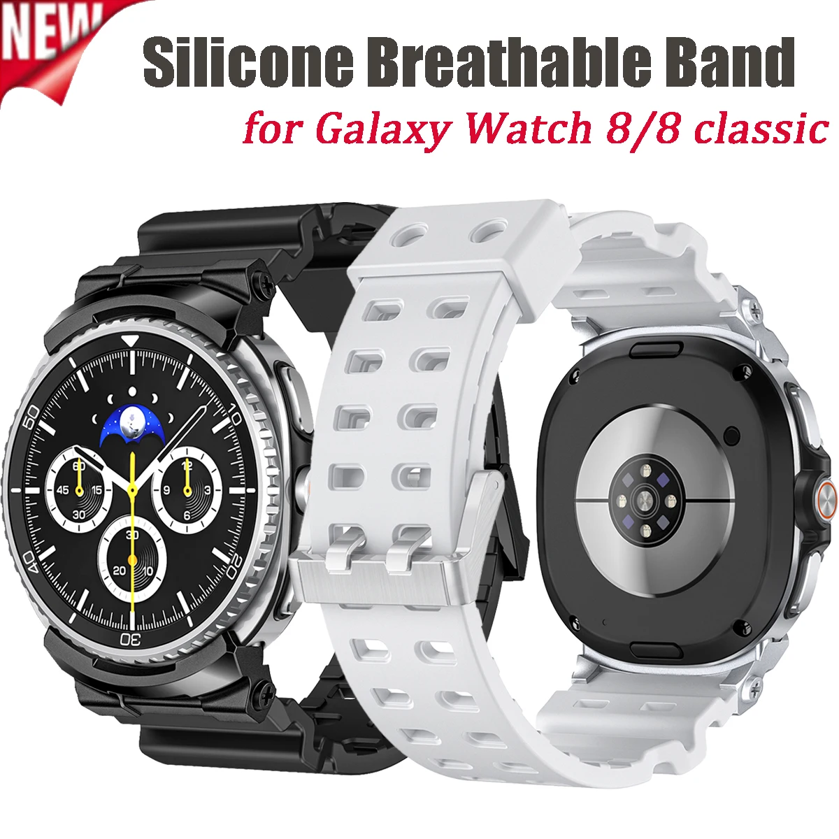 Silicone Waterproof strap for Samsung Galaxy Watch 8 40mm44mm Sport Breathable Rubber Watchband for Watch 8Classic Metal Connect