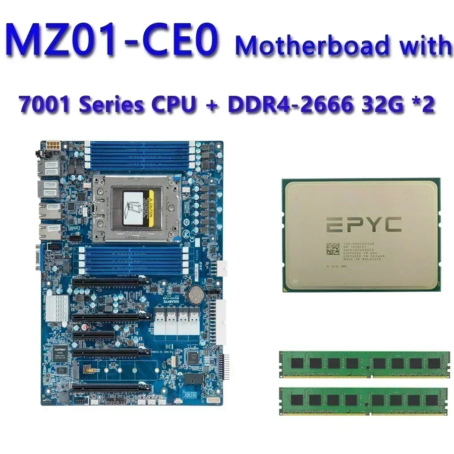 MZ01-CE0 REV.2.X Motherboard  /  32GB DDR4-2666 EPYC 7261 7251 7371 7351 7301 7281 735P 7451 7401 740P 7601 7551 7501 755P 7551P