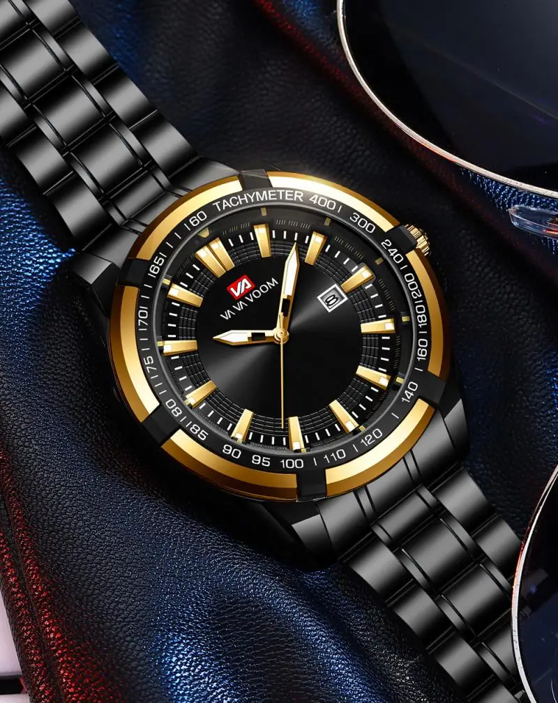 Thời Trang Nam Dây Lưới Thép Không Gỉ Dây Montre Homme Đồng Hồ Đeo Tay Thạch Anh Nam Kinh Doanh Đồng Hồ Phát Quang