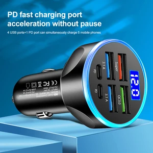 250W 6 ports car charger Quick loading pd qc3.0 USB C Phone charger car type car adapter for iPhone samsung huawei xiaomi 12 Main Sales Gadgets for Cars - №3