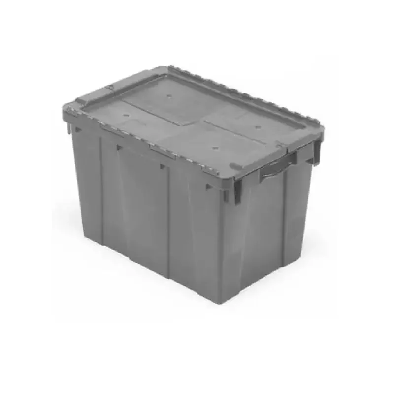 

Gray Attached Lid Container, Plastic, Metal Hinge, 14.21 gal Volume Capacity