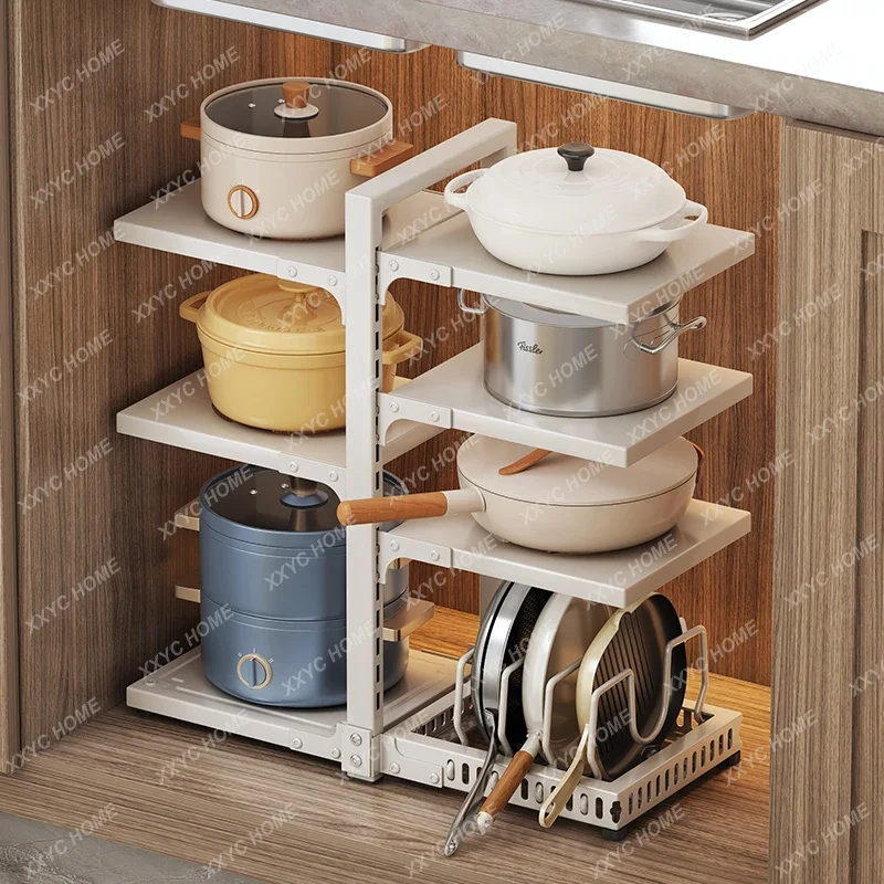 

Kitchen rack, pot storage household multi-functional multi-layer cabinet, lower sink layered pot rack, locker