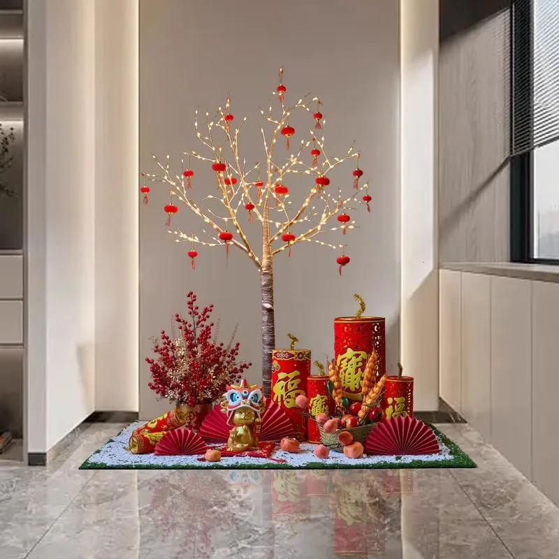 New Year's decoration creative indoor floral floor ornament red envelope wishing tree annual meeting Spring Festival landscaping