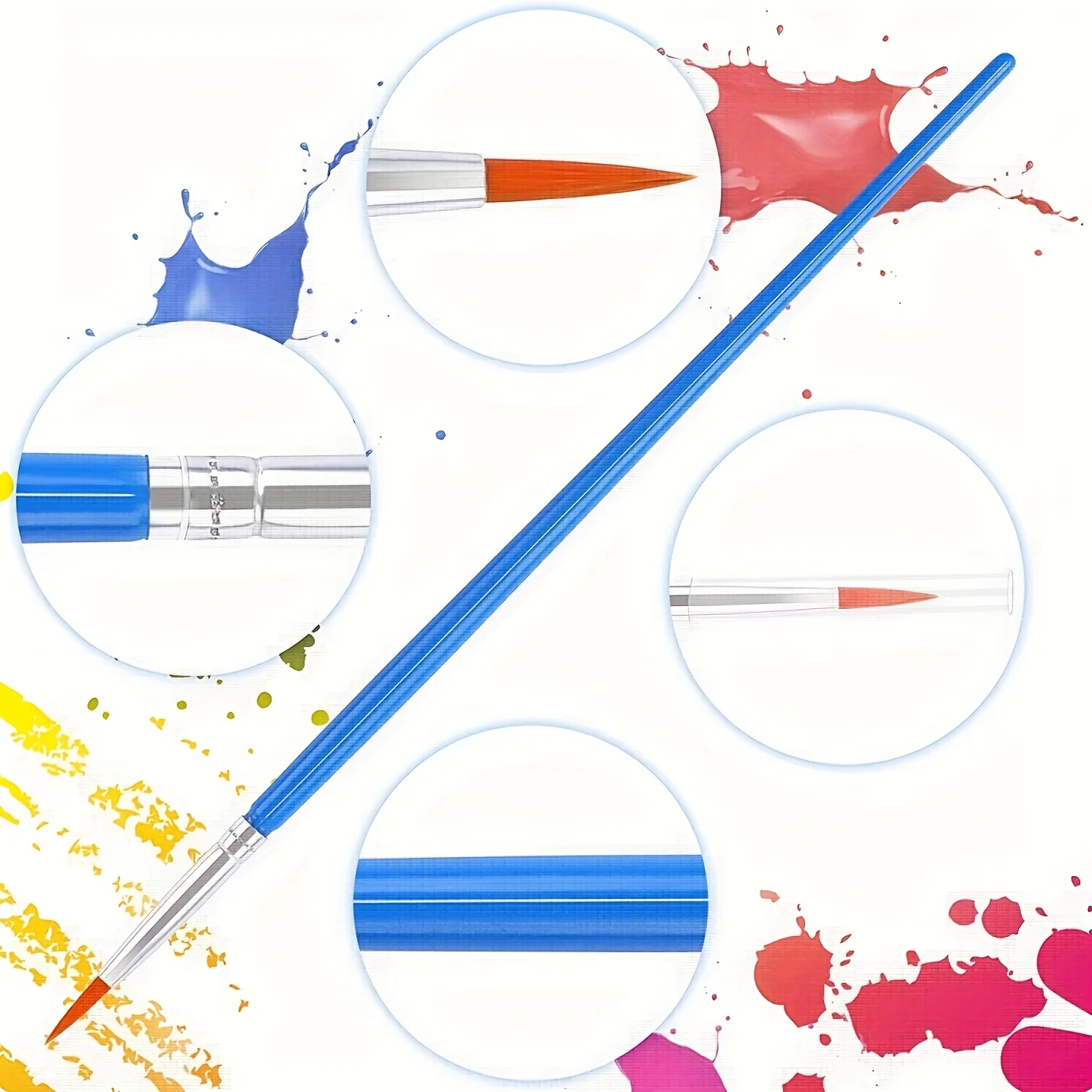 30 Stück Pinsel mit flachem Kopf und spitzer Spitze, Strichzeichnungsstifte, digitale Ölmalstifte, Aquarellstifte, Aquarell-Pastellstifte – Detail 4