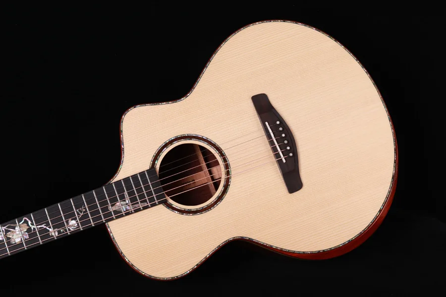 41 Inch Full Size All Solid Guitar Spruce Top Santos Backsides Ebony Fingerboard with Shell Stringed Instruments M-400JF