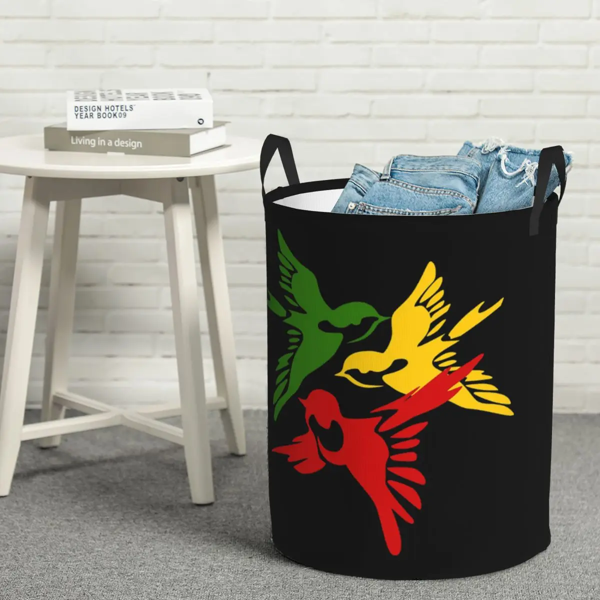 Cesto de Roupa Dobrável Grande Bob Marley 3 Little Birds Ajax para Lavanderia e Organização Doméstica