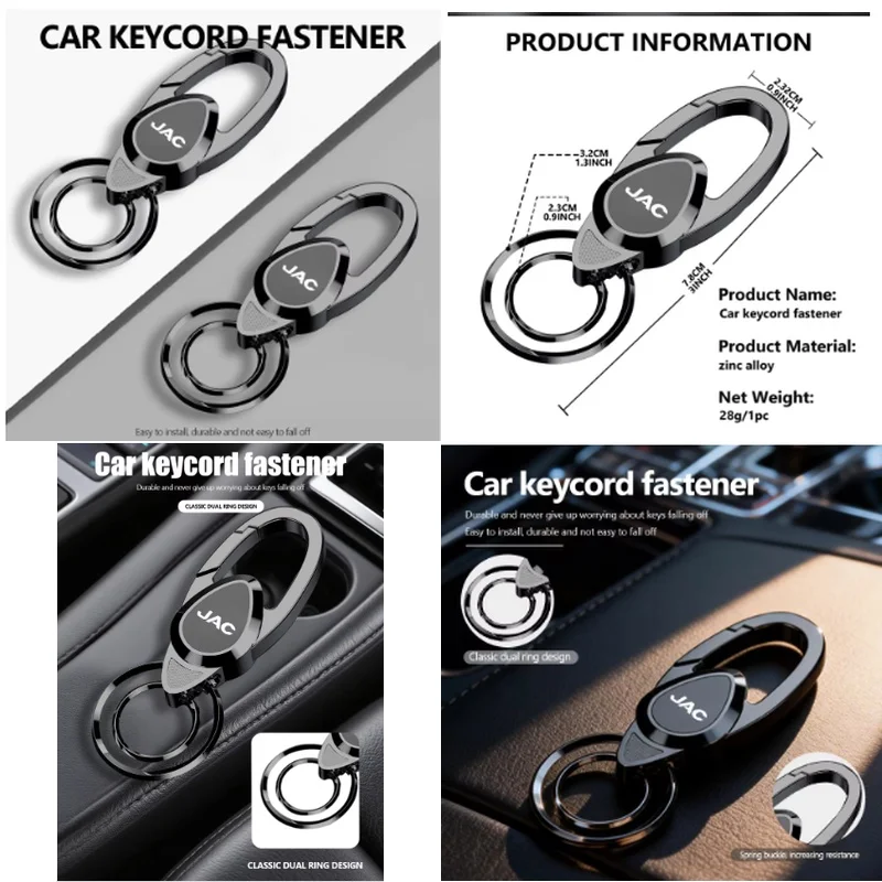 For JAC Metal Car Key Chain Keyring Pendant Auto Badge Keychain RF8 M3 M4 X8 Plus A5 E10X QX T6 T8 Pro T9 J3 J2 S5 Auto Accessor