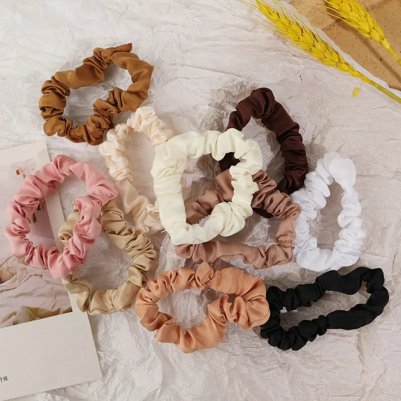 Retro Satin Hair Scrunchie Candy Color Elastic Hair Bands Ponytail Hair Ties Fashion Ornament For Girls Hair Accessories