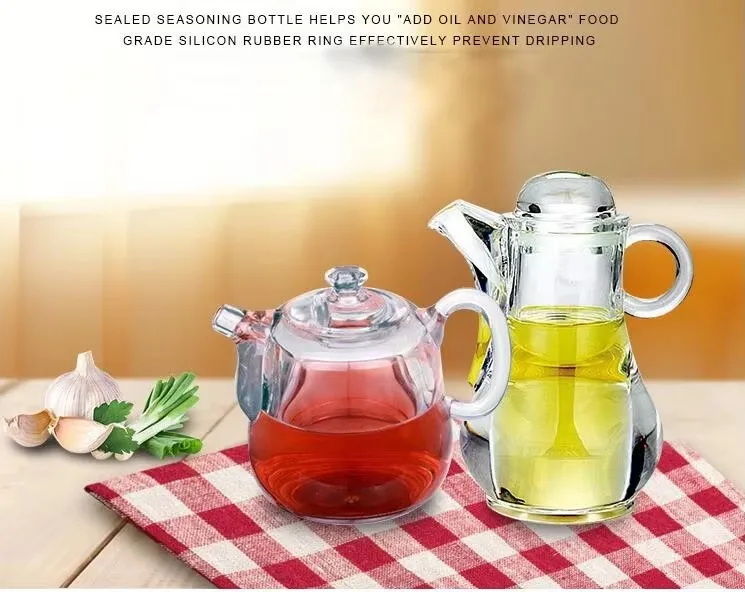 مرق قوارب المطبخ PC وعاء زيت أكريليك صلصة الصويا زجاجة خل الجدول زجاجة توابل مع مقبض وعاء الزيت