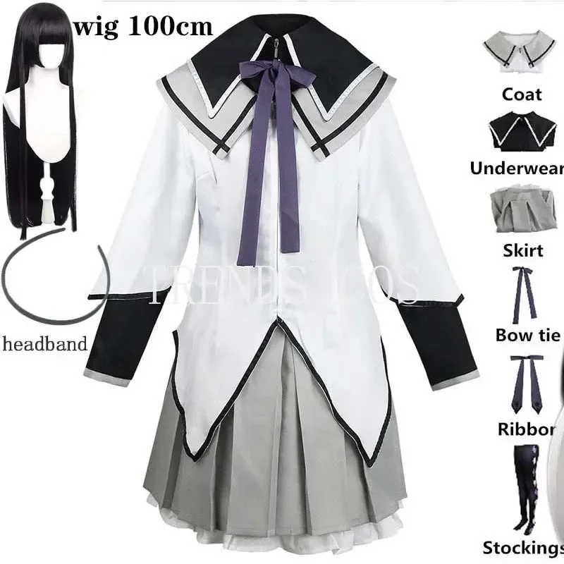 Anime Akemi Homura Cosplay Costume Fighting Uniform Stockings Akemi Homura Outfits