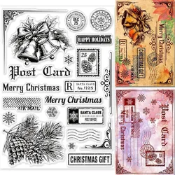 1pc Christmas Postcard Clear Stamps for DIY Scrapbooking Merry Christmas Bell Silicone Clear Stamp Seals 21x14.8cm