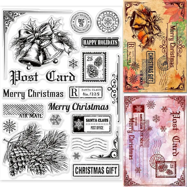 1 szt. Pocztówka świąteczna wyczyść znaczki dla DIY Scrapbooking wesołych świąt dzwonek silikonowe przezroczyste pieczęcie 21x14.8cm
