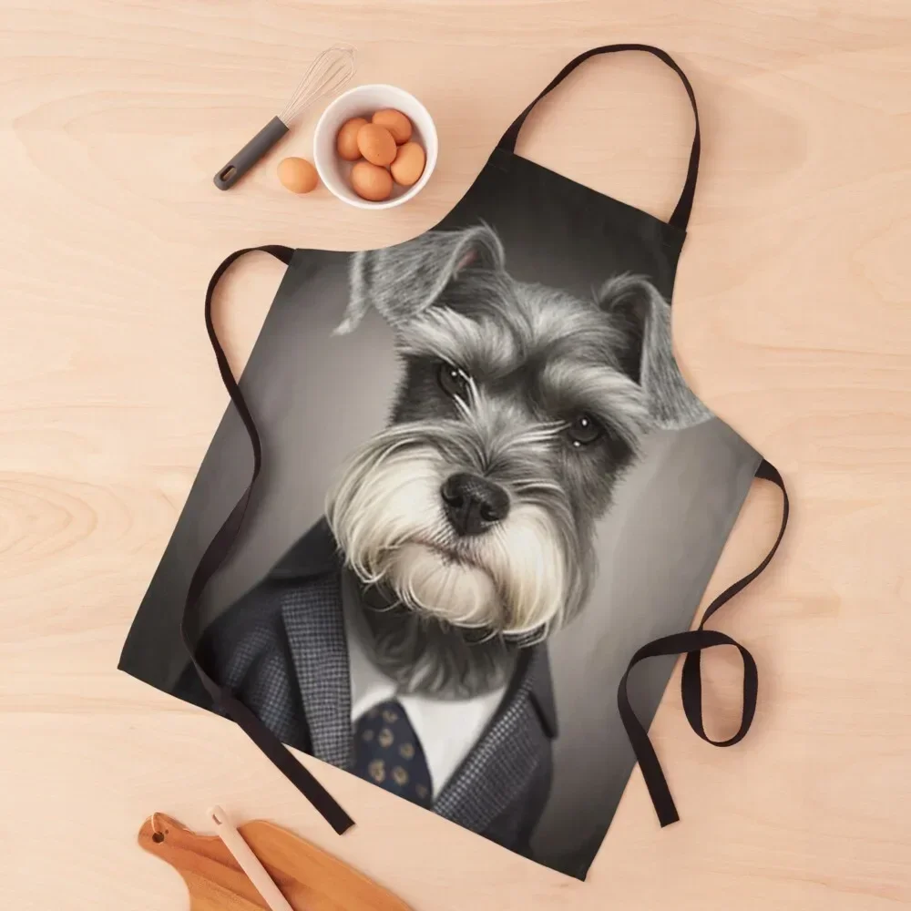 

Mini Schnauzer in a Suit Apron man chef uniform Professional Barber Apron