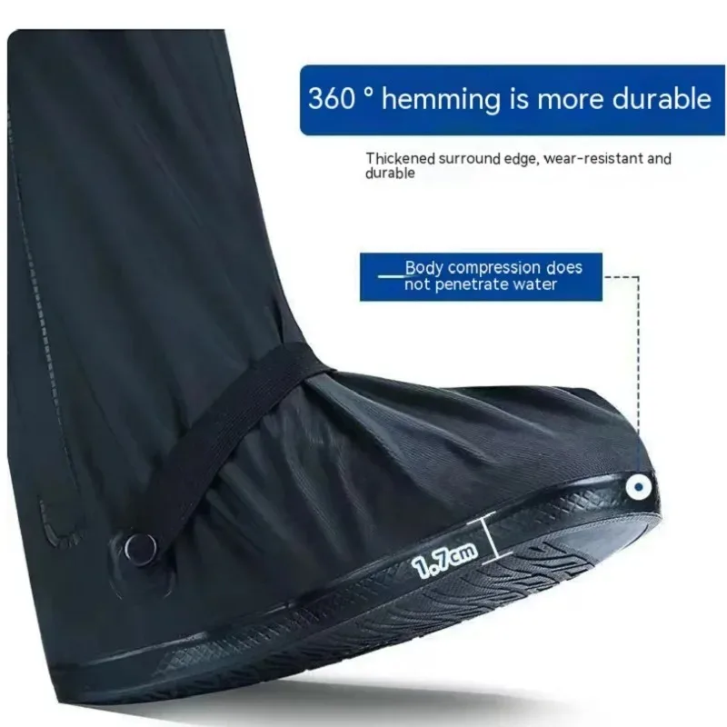 Rain Boot Shoe Cover Black Waterproof with Reflector High Top Clear Shoes Dust Covers for Motorcycle Bike Rain Cover Men Women