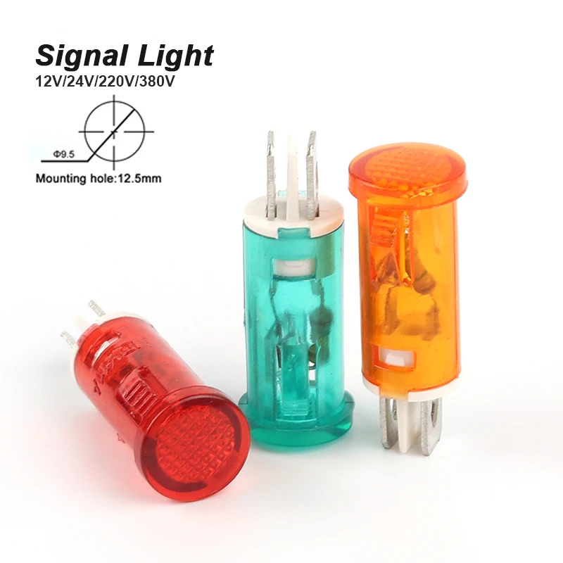 10Pcs/Lot MDX-11A Card Type Indicator Light12/24/220/380V Plastic Indicator Light Freezer Power Indicator Red Green Yellow Light