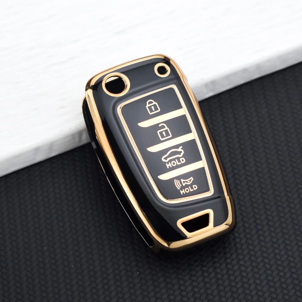 4 Button TPU Key Case Cover For Hyundai Elantra Tucson Sonata Santa Fe Accent Verna I30 IX35 I35 Celesta Solaris I40 Flip Holder