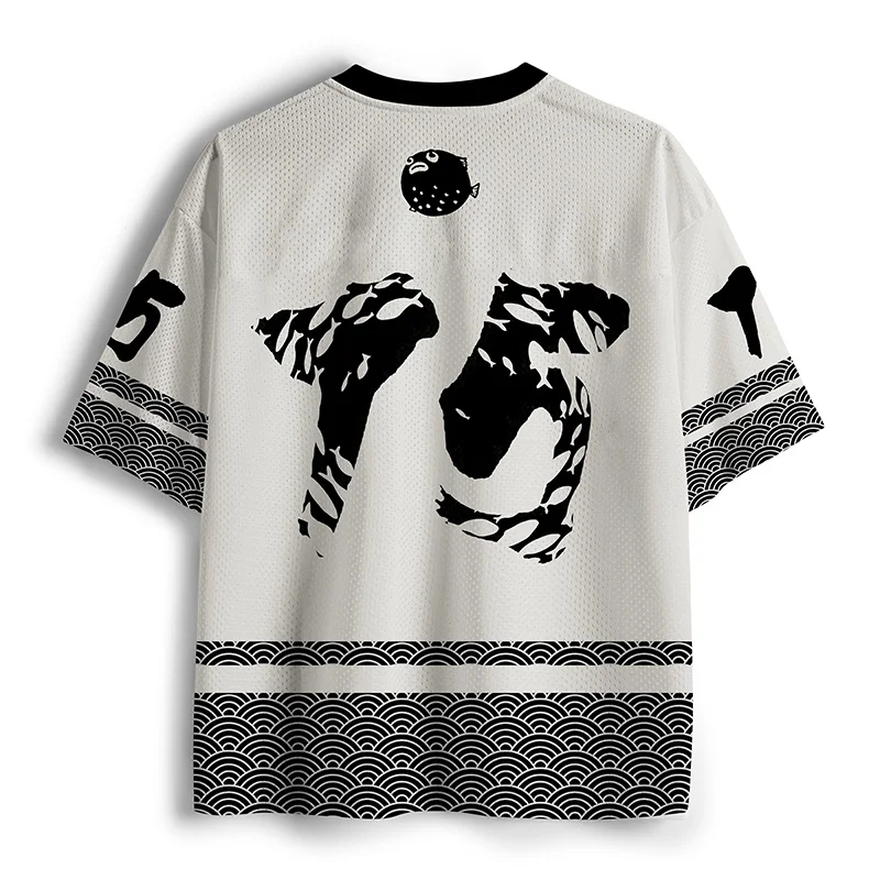 Fun Fish Men's T-shirt New Fashionable V-neck 3D Quick Drying Leisure Outdoor Sports Adult and Children's Parent Child T-shirt