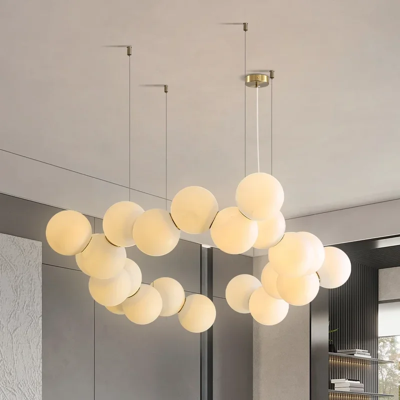 Nordic Modern White Bubble Pendant Chandelier For Living RooM Dining Room Designer Round Ball Hanging Pendant Lights Bedroom